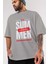 Summer Vibes 2 Ön Baskılı Gri Oversize T-Shirt Unisex Erkek Kadın Bisiklet Yaka 3