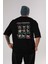 Squid Game (3) Arka Baskılı Siyah Oversize T-Shirt Bisiklet Yaka Pamuk Erkek Kadın 1