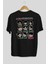 Squid Game (3) Arka Baskılı Siyah Oversize T-Shirt Bisiklet Yaka Pamuk Erkek Kadın 2