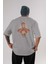 Flash Avengers Arka Baskılı Gri Oversize T-Shirt Bisiklet Yaka Pamuk Erkek Kadın 1