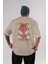 Spiderman (12) Arka Baskılı Bej Oversize T-Shirt Bisiklet Yaka Pamuk Erkek Kadın 1