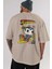 Superman (2) Arka Baskılı Bej Oversize T-Shirt Bisiklet Yaka Pamuk Erkek Kadın 5