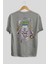 Joker Arka Baskılı Gri Oversize T-Shirt Bisiklet Yaka Pamuk Erkek Kadın 2