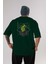 Silence Is Gold Arka Baskılı Zümrüt Yeşili Oversize T-Shirt Erkek Kadın Bisiklet Yaka 1