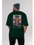 Mad Hatter Elon Musk Arka Baskılı Zümrüt Yeşili Oversize T-Shirt Unisex Erkek Kadın Bisiklet Yaka 5