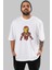 Iron Man Ön Baskılı Beyaz Oversize T-Shirt Bisiklet Yaka Erkek Kadın 1