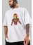 Iron Man Ön Baskılı Beyaz Oversize T-Shirt Bisiklet Yaka Erkek Kadın 3