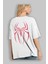Spiderman (1) Arka Baskılı Beyaz Oversize T-Shirt Bisiklet Yaka Pamuk Erkek Kadın 3