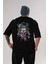 Joker Arka Baskılı Siyah Oversize T-Shirt Bisiklet Yaka Pamuk Erkek Kadın 1