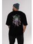 Joker Arka Baskılı Siyah Oversize T-Shirt Bisiklet Yaka Pamuk Erkek Kadın 5