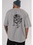 No Pain No Gain Arka Baskılı Gri Oversize T-Shirt Unisex Erkek Kadın Bisiklet Yaka 4