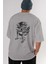 No Pain No Gain Arka Baskılı Gri Oversize T-Shirt Unisex Erkek Kadın Bisiklet Yaka 5