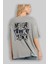 Never Look Back Arka Baskılı Gri Oversize T-Shirt Unisex Erkek Kadın Bisiklet Yaka 3