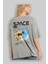 Space Our Arka Baskılı Gri Oversize T-Shirt Unisex Erkek Kadın Bisiklet Yaka 2
