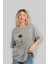 Rose Cilexi Streetwear Ön Baskılı Gri Oversize T-Shirt Unisex Erkek Kadın Bisiklet Yaka 4