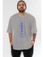 Fauget Cilexi Ön Baskılı Gri Oversize T-Shirt Unisex Erkek Kadın Bisiklet Yaka 1