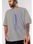 Fauget Cilexi Ön Baskılı Gri Oversize T-Shirt Unisex Erkek Kadın Bisiklet Yaka 3