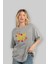 Summer Yazılı 2 Ön Baskılı Gri Oversize T-Shirt Unisex Erkek Kadın Bisiklet Yaka 4