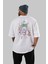 Joker Arka Baskılı Beyaz Oversize T-Shirt Bisiklet Yaka Pamuk Erkek Kadın 4