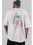 Joker Arka Baskılı Beyaz Oversize T-Shirt Bisiklet Yaka Pamuk Erkek Kadın 5
