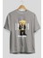 Teddy Bear Portland Ön Baskılı Gri Oversize T-Shirt Unisex Erkek Kadın Bisiklet Yaka 2