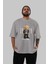 Teddy Bear Portland Ön Baskılı Gri Oversize T-Shirt Unisex Erkek Kadın Bisiklet Yaka 5