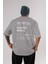 Human Being Arka Baskılı Gri Oversize T-Shirt Unisex Erkek Kadın Bisiklet Yaka 1