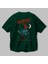 Nightmare Elm Sokağı Arka Baskılı Zümrüt Yeşili Oversize T-Shirt Bisiklet Yaka Erkek Kadın 3
