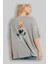 Teddy Bear I Need My Space Arka Baskılı Gri Oversize T-Shirt Unisex Erkek Kadın Bisiklet Yaka 3