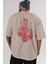Deadpool (16) Arka Baskılı Bej Oversize T-Shirt Bisiklet Yaka Pamuk Erkek Kadın 5