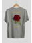 Studio Shodwe Rose Arka Baskılı Gri Oversize T-Shirt Unisex Erkek Kadın Bisiklet Yaka 2