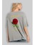 Studio Shodwe Rose Arka Baskılı Gri Oversize T-Shirt Unisex Erkek Kadın Bisiklet Yaka 3