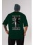 God Save The Youth Arka Baskılı Zümrüt Yeşili Oversize T-Shirt Unisex Erkek Kadın Bisiklet Yaka 1