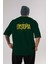 The Dystopia Arka Baskılı Zümrüt Yeşili Oversize T-Shirt Erkek Kadın Bisiklet Yaka 1