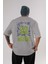 Hulk (2) Arka Baskılı Gri Oversize T-Shirt Bisiklet Yaka Pamuk Erkek Kadın 1