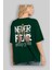 Never Let Fear Arka Baskılı Zümrüt Yeşili Oversize T-Shirt Unisex Erkek Kadın Bisiklet Yaka 4
