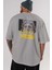 Culture Yazılı Arka Baskılı Gri Oversize T-Shirt Unisex Erkek Kadın Bisiklet Yaka 5