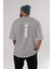 I Am Done Yazılı Arka Baskılı Gri Oversize T-Shirt Unisex Erkek Kadın Bisiklet Yaka 4