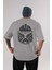 Trooper Arka Baskılı Gri Oversize T-Shirt Unisex Erkek Kadın Bisiklet Yaka 1