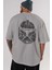 Trooper Arka Baskılı Gri Oversize T-Shirt Unisex Erkek Kadın Bisiklet Yaka 5