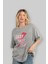 Okay Ön Baskılı Gri Oversize T-Shirt Unisex Erkek Kadın Bisiklet Yaka 4