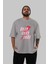 Okay Ön Baskılı Gri Oversize T-Shirt Unisex Erkek Kadın Bisiklet Yaka 5