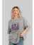 Cute Fun Colorful Heart Ön Baskılı Gri Oversize T-Shirt Unisex Erkek Kadın Bisiklet Yaka 4