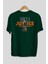 The Justice Arka Baskılı Zümrüt Yeşili Oversize T-Shirt Erkek Kadın Bisiklet Yaka 2