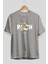 Teddy Bear Freakıng Rich Ön Baskılı Gri Oversize T-Shirt Unisex Erkek Kadın Bisiklet Yaka 2