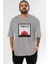 Tokyo Japan Yazılı Ön Baskılı Gri Oversize T-Shirt Unisex Erkek Kadın Bisiklet Yaka 1