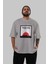 Tokyo Japan Yazılı Ön Baskılı Gri Oversize T-Shirt Unisex Erkek Kadın Bisiklet Yaka 5