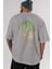 Joker (3) Arka Baskılı Gri Oversize T-Shirt Bisiklet Yaka Pamuk Erkek Kadın 5