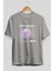 Live Is Great Yazılı Ön Baskılı Gri Oversize T-Shirt Unisex Erkek Kadın Bisiklet Yaka 2
