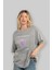 Live Is Great Yazılı Ön Baskılı Gri Oversize T-Shirt Unisex Erkek Kadın Bisiklet Yaka 4